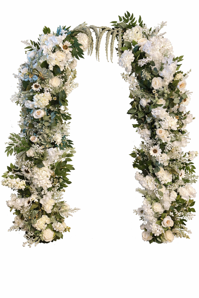 Large floral pillars using ivory and white florals