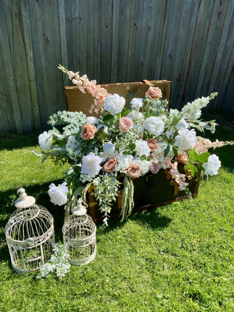 Flower arrangement in treasure chest